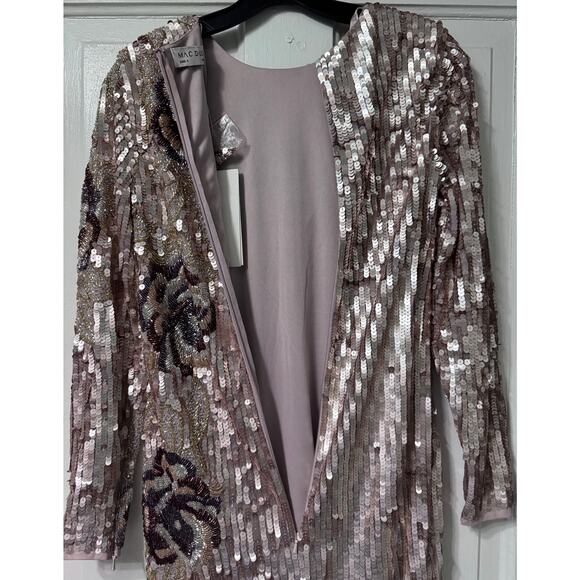 NWT Mac Duggal Floral Sequined Beaded Midi Dress Size 4 - Picture 16 of 16